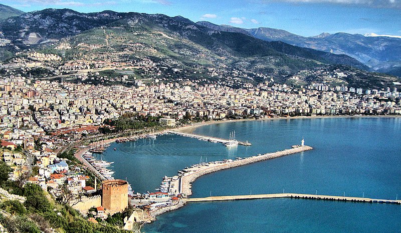 File:Red tower and harbour From Alanya castle-Antalya - panoramio.jpg