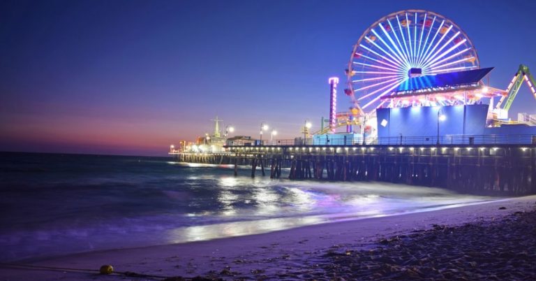 Enjoy L.A. on a Budget - picture of Santa Monica pier at night