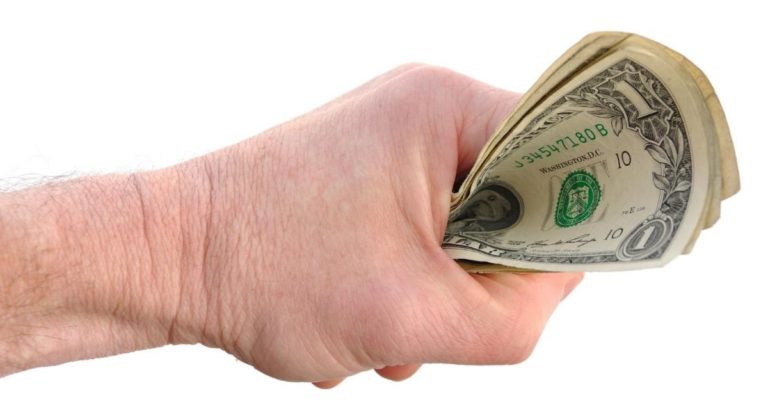 Uncle Greg's Tightwad Money Saving Tips - picture of hand holding tight onto cash