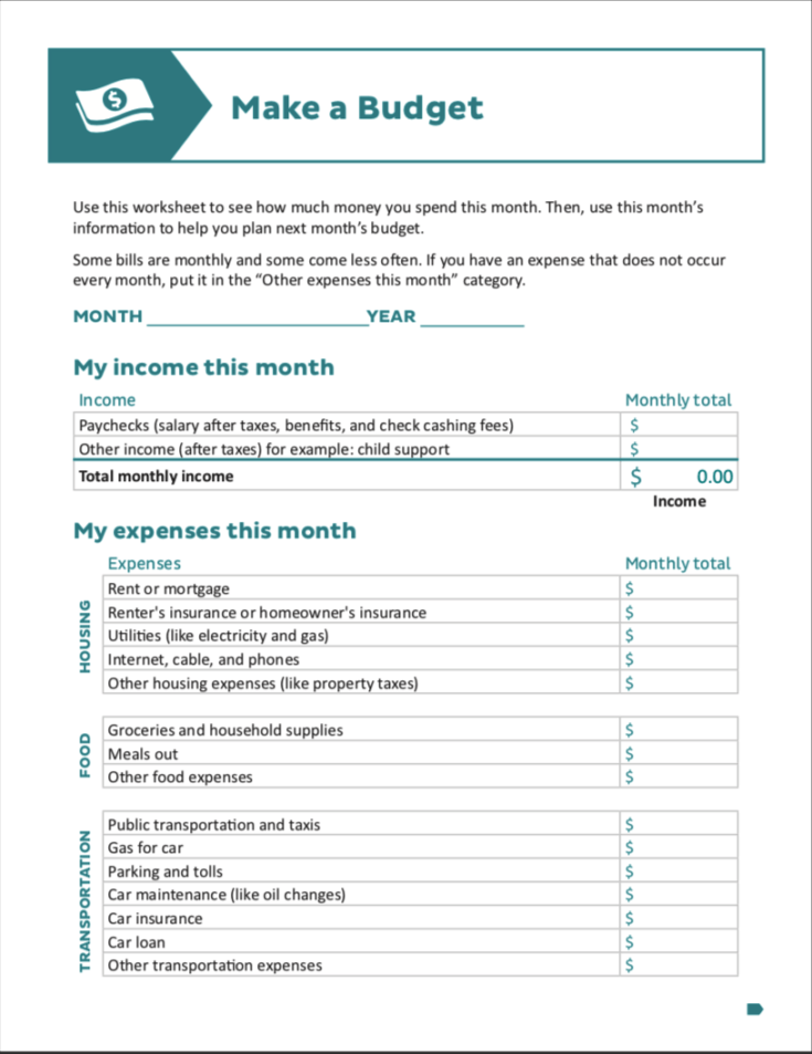 Screenshot of Federal Trade Commission Budget Template