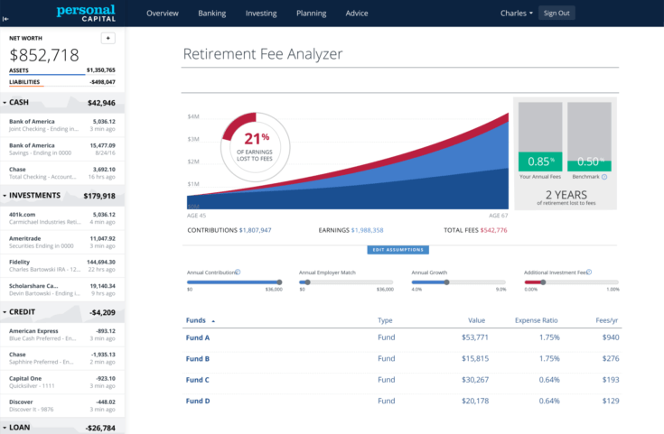 Personal Capital Fee Analyzer tool