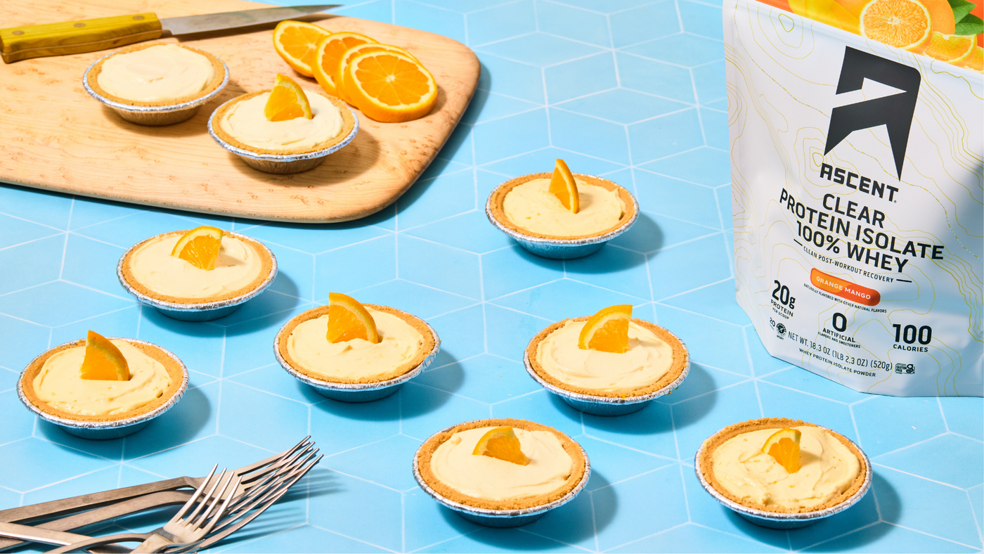Mini No-Bake Orange Mango Protein Cheesecakes