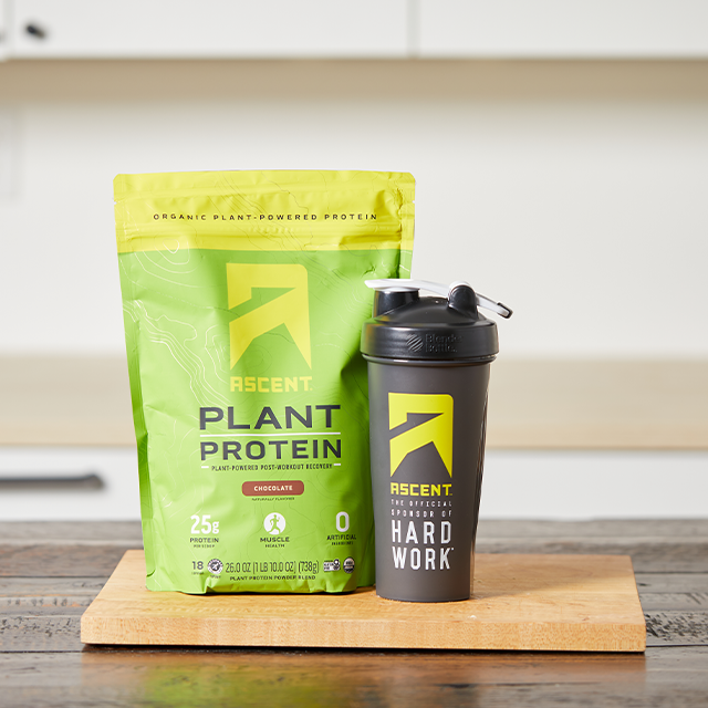 Vegan Chocolate Protein Powder and a protein powder shaker